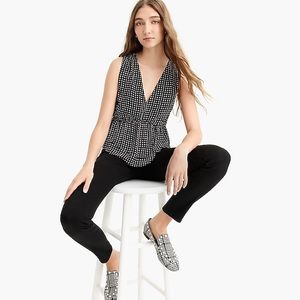 J crew sleeveless v neck star print peplum top